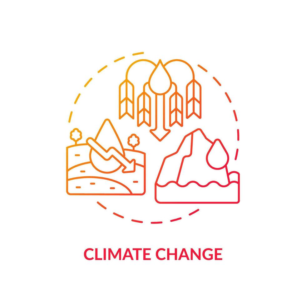 Climate changes red gradient concept icon. Ecological catastrophes causes. Water source threat abstract idea thin line illustration. Isolated outline drawing vector