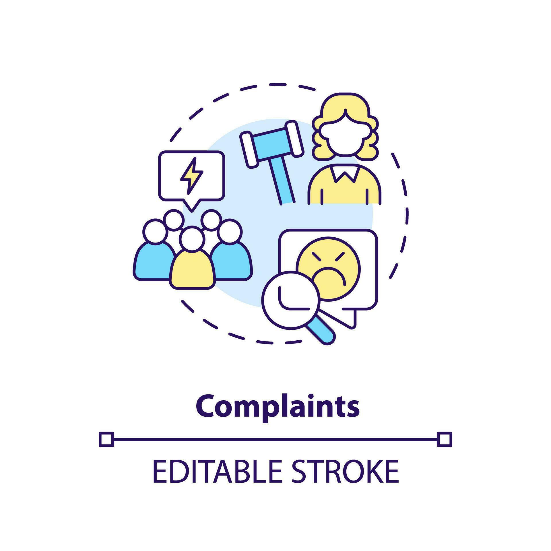 Complaints concept icon. Unsatisfied customers. Law and legal issue