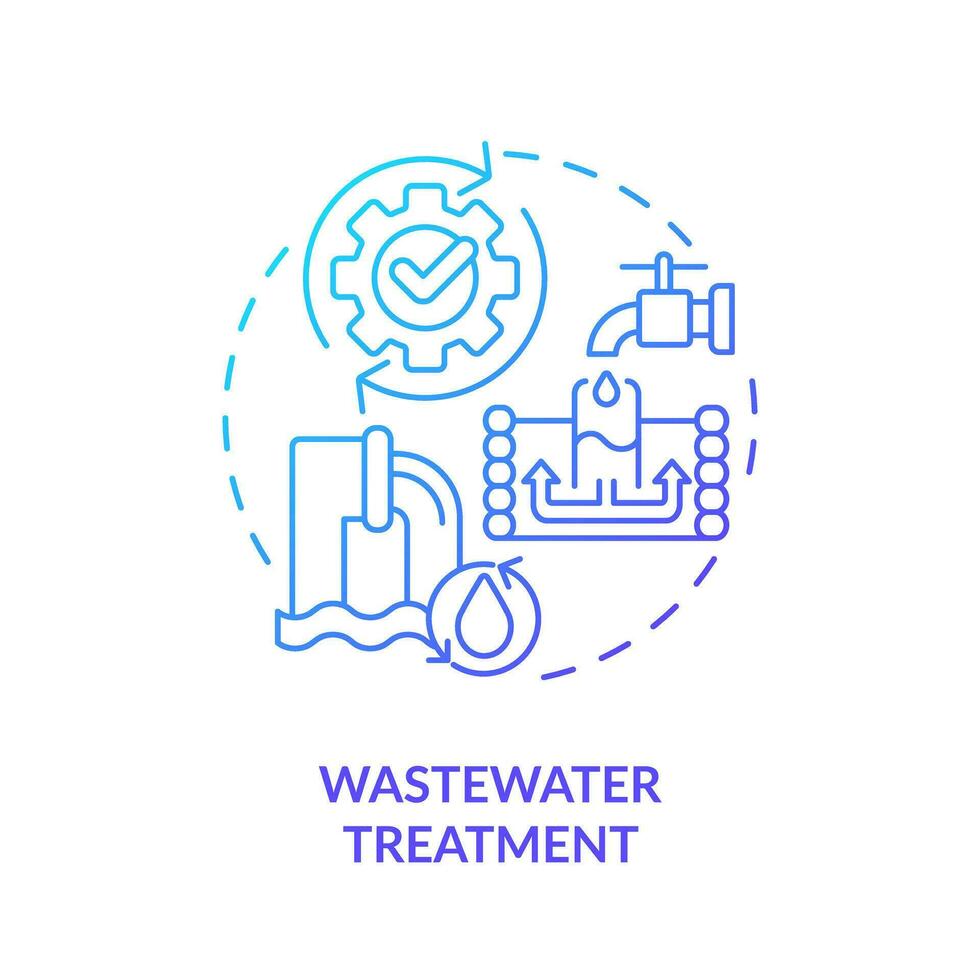 Wastewater treatment blue gradient concept icon. Eliminate contaminants. Dirty water processing abstract idea thin line illustration. Isolated outline drawing vector