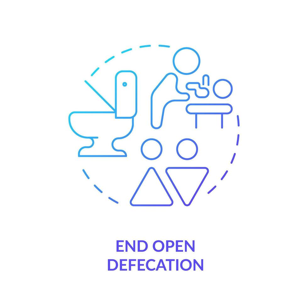 End open defecation blue gradient concept icon. Access to hygiene. Clean water and sanitation abstract idea thin line illustration. Isolated outline drawing vector