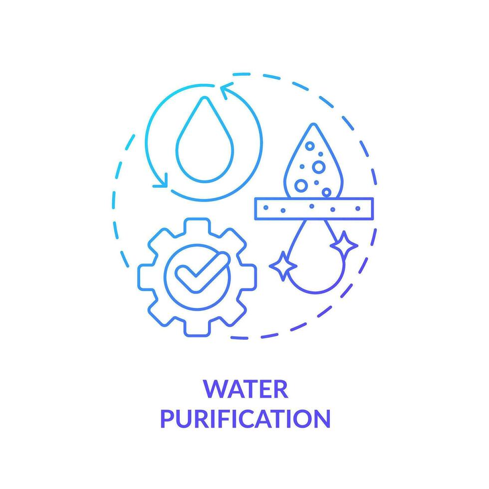 Water purification blue gradient concept icon. Processing of hydro sources. Aqua treatment abstract idea thin line illustration. Isolated outline drawing vector