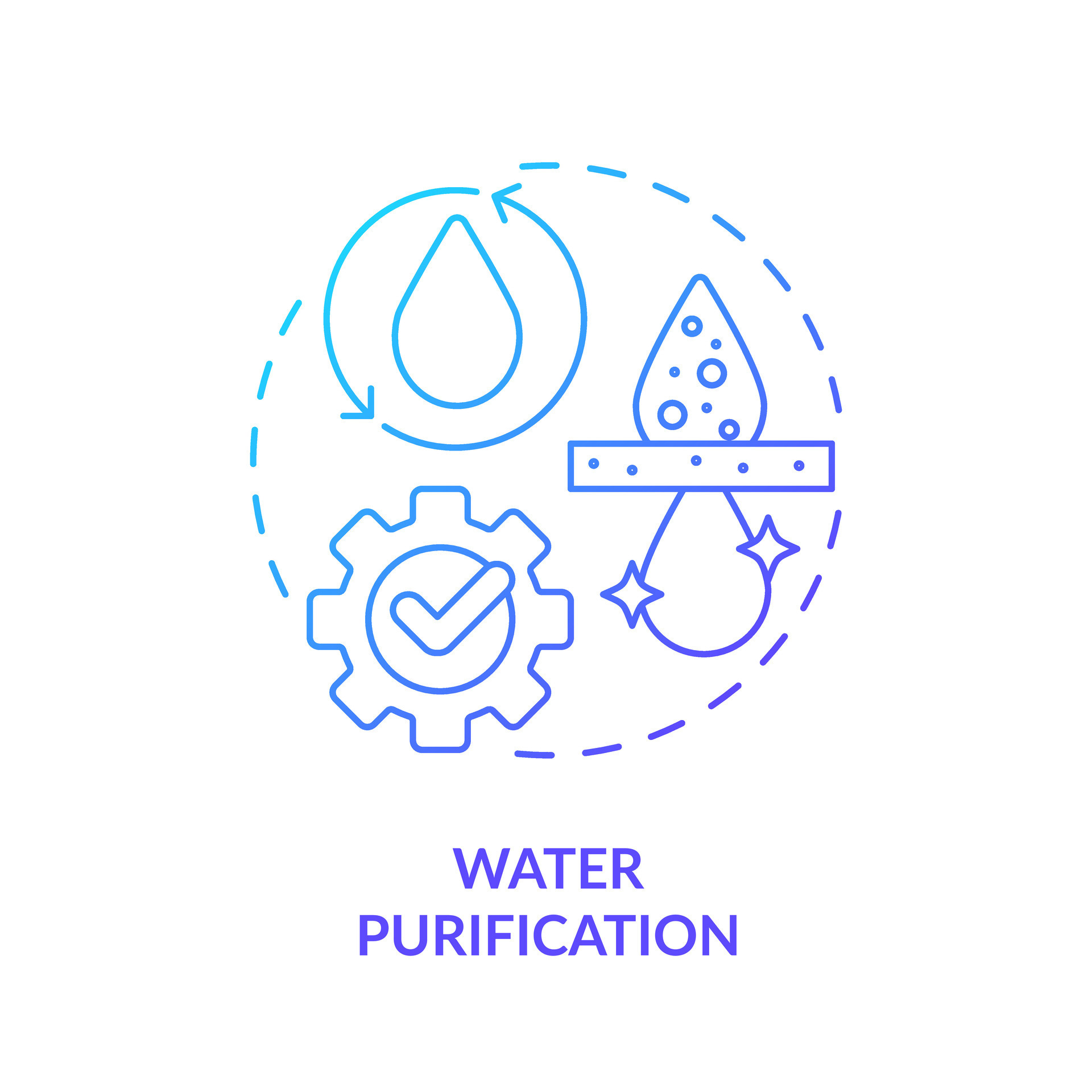 Water purification blue gradient concept icon. Processing of hydro