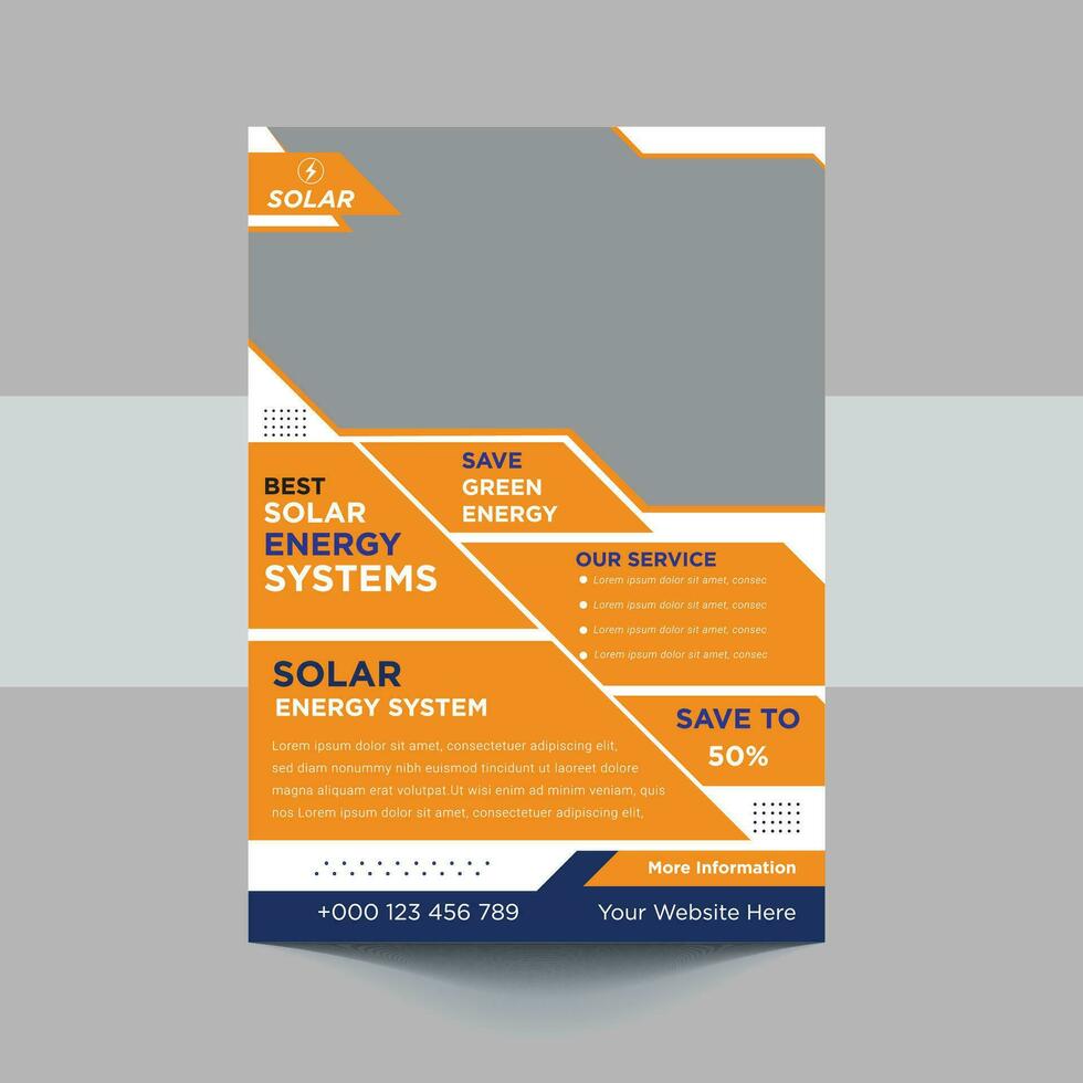 Green energy flyer design. Solar energy leaflet template. Go green save energy poster flyer design vector