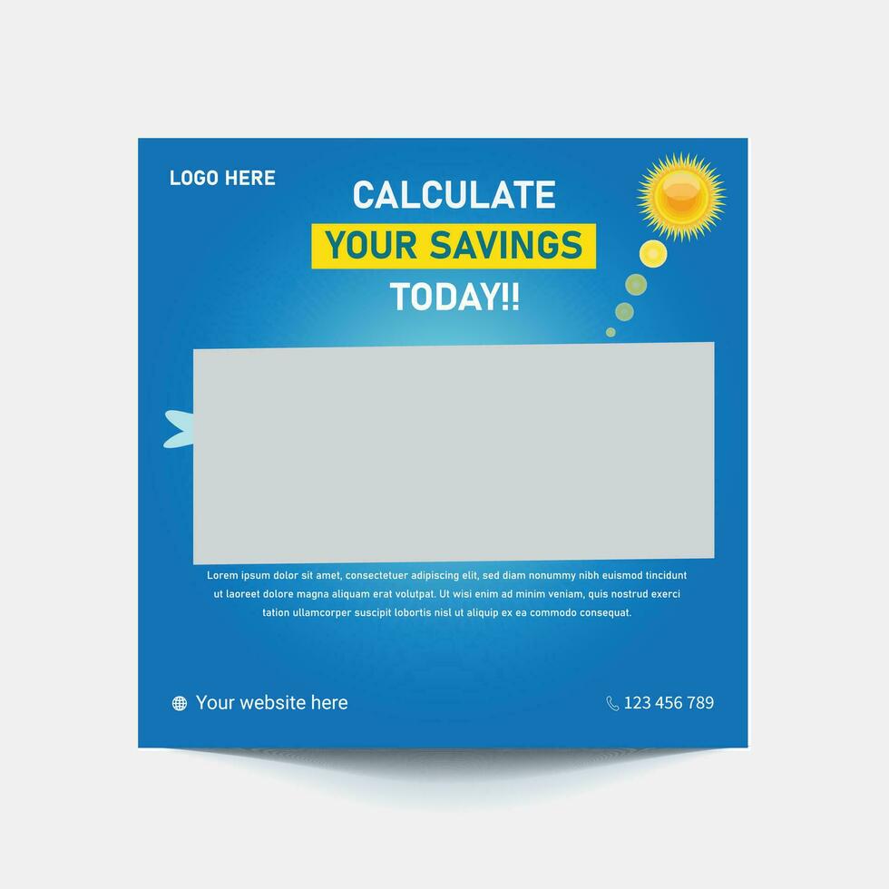 Solar Energy Social Media Post or Web banner Template vector