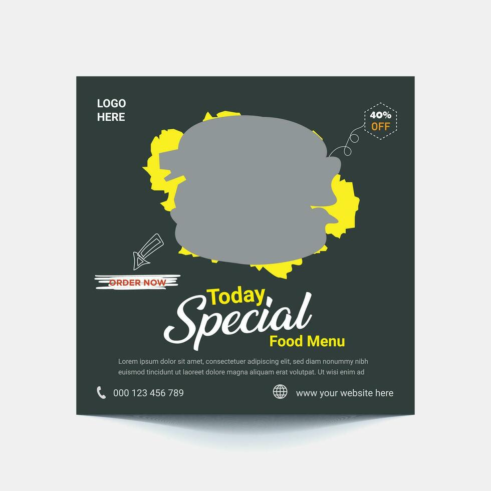 Food social media post and promotion banner design template. Pizza banner design template. vector