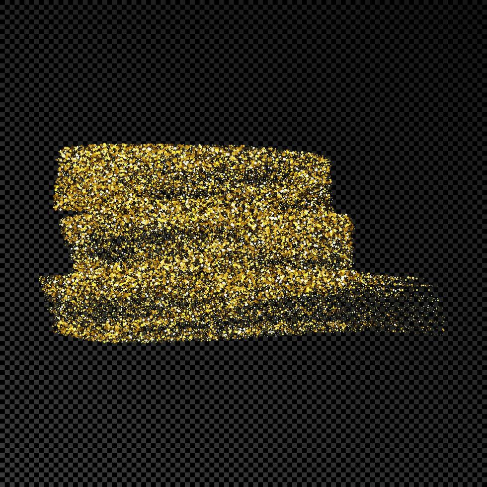 Hand drawn ink spot in gold glitter. Gold ink spot with sparkles isolated on dark vector
