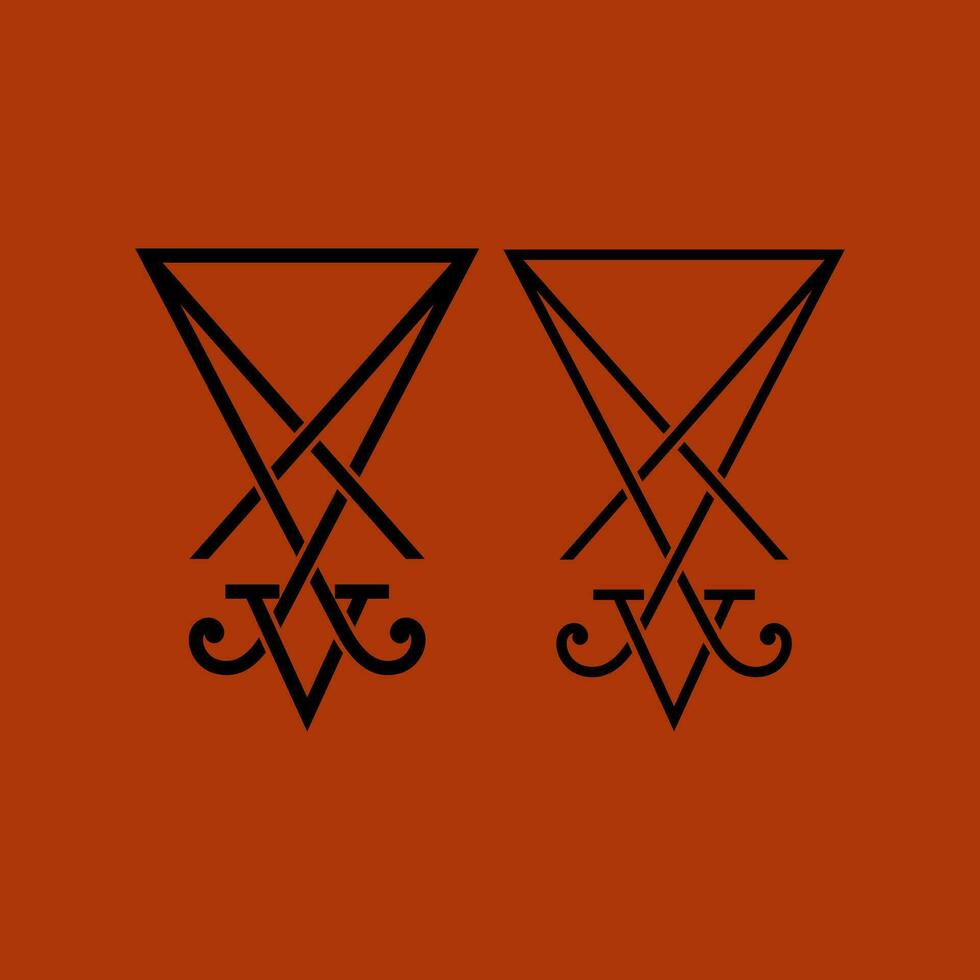 Lucifer cross sign icon vector set of satanic occult pagan alchemical symbols