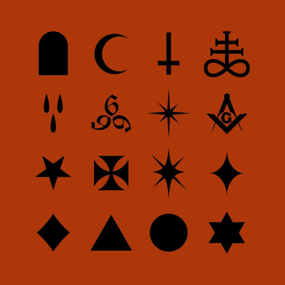 Satanic symbols medieval occultism magic stamps sigils keys mystical symbols knots devil's cross sigil lucifer vector