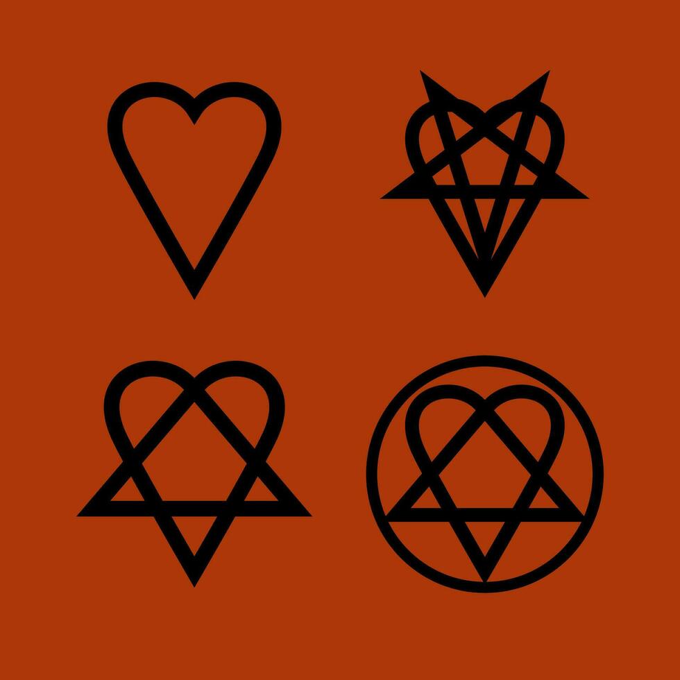 Heart pentagram inverted heartagram sign symbol of love and hate pentagram and ritual circle emblems and sigil occult vector