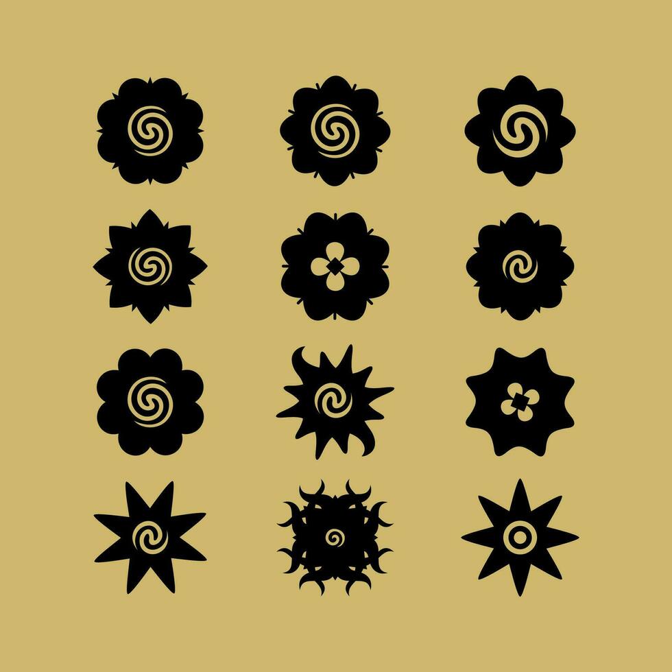 Iban Tribal art design, Borneo kalimantan dayak ornament vector, Bunga terong vector