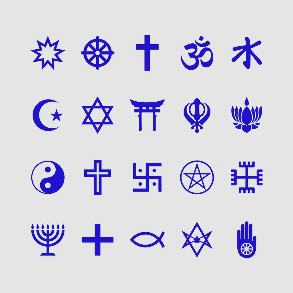 Religion of the world symbols vector icons set
