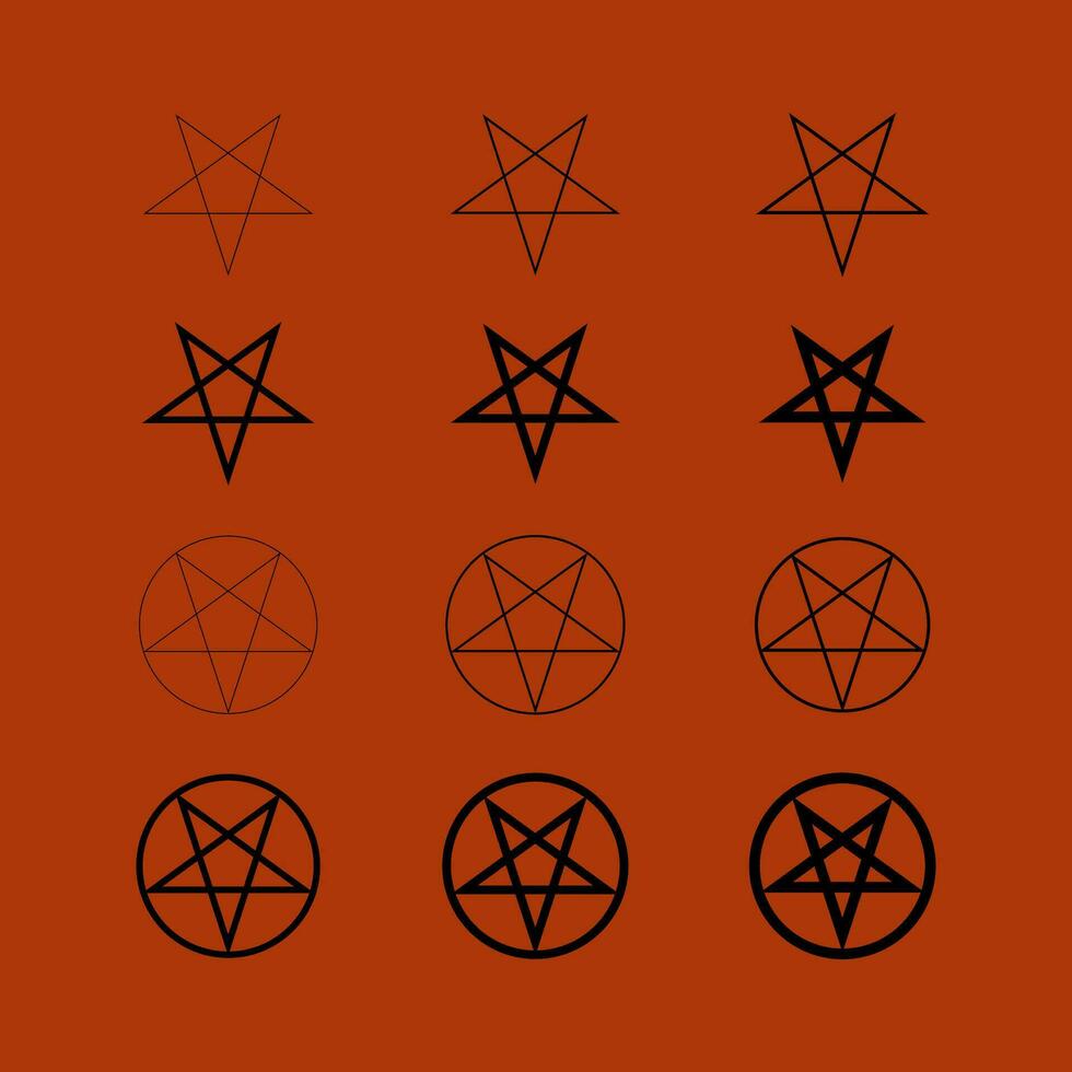 Pentagram and ritual circle emblems and sigil occult symbols devil sign vector