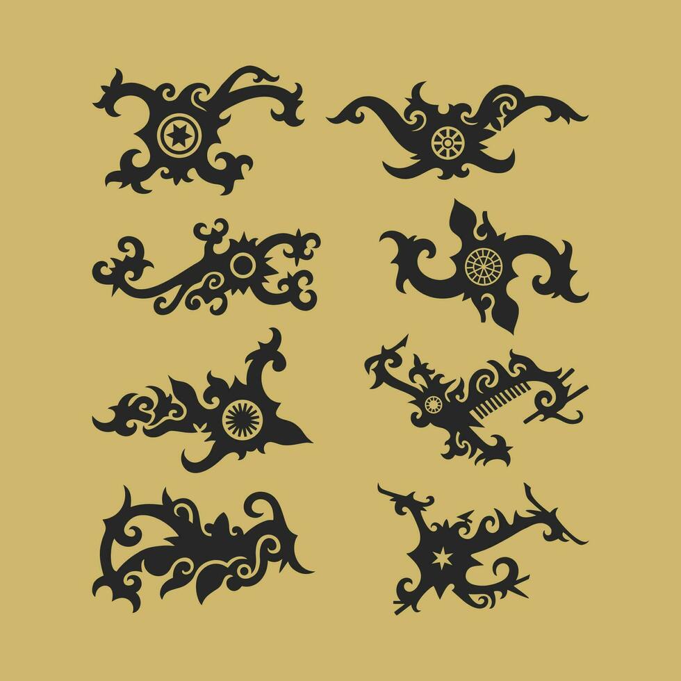 Iban tribal art design borneo kalimantan dayak ornament vector