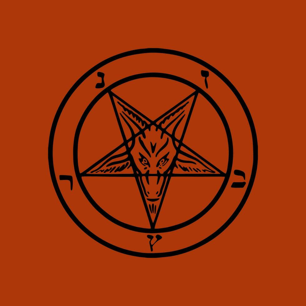 pentagrama y ritual circulo emblemas y sigilo oculto símbolos diablo firmar vector