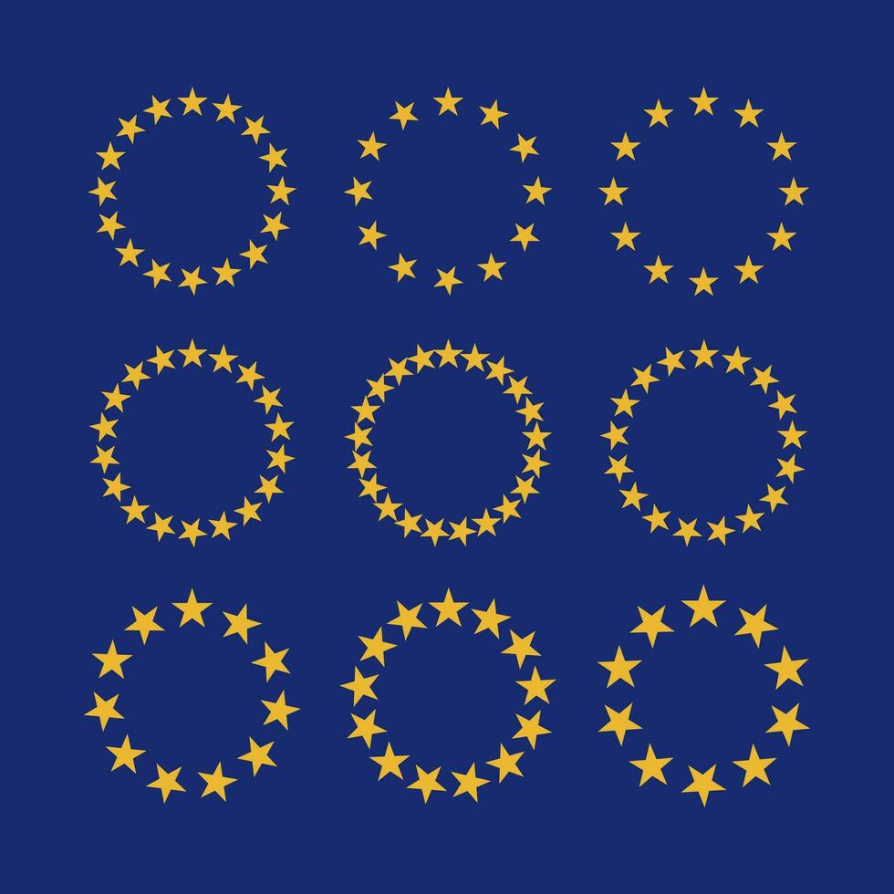 Stars in circle icons set. Vector illustration