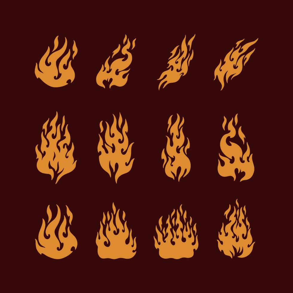 Fire vector design smoldering and burning