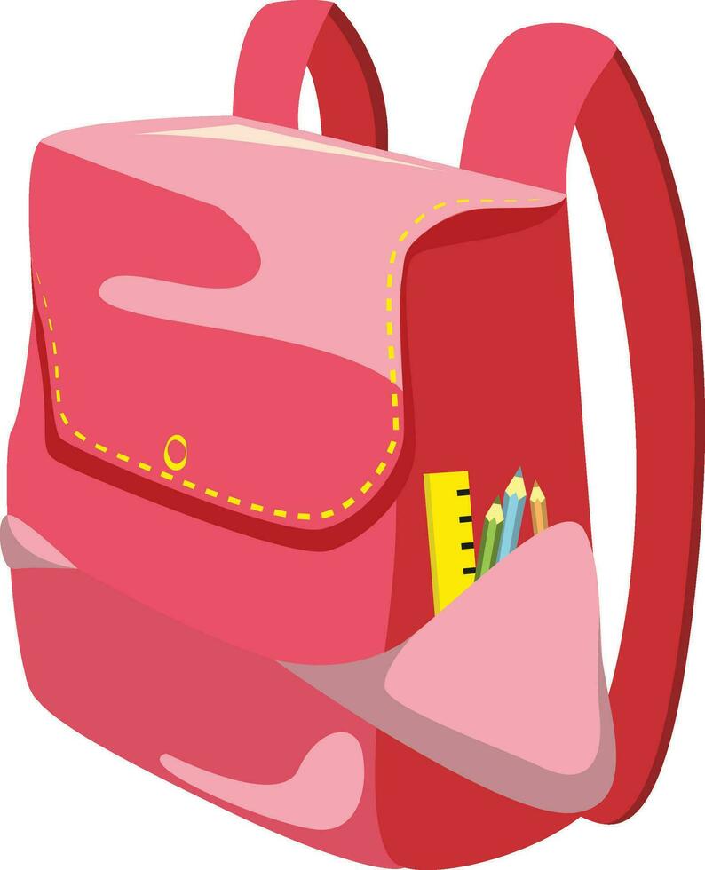 ilustración de un colegio para niños mochila bolso vector