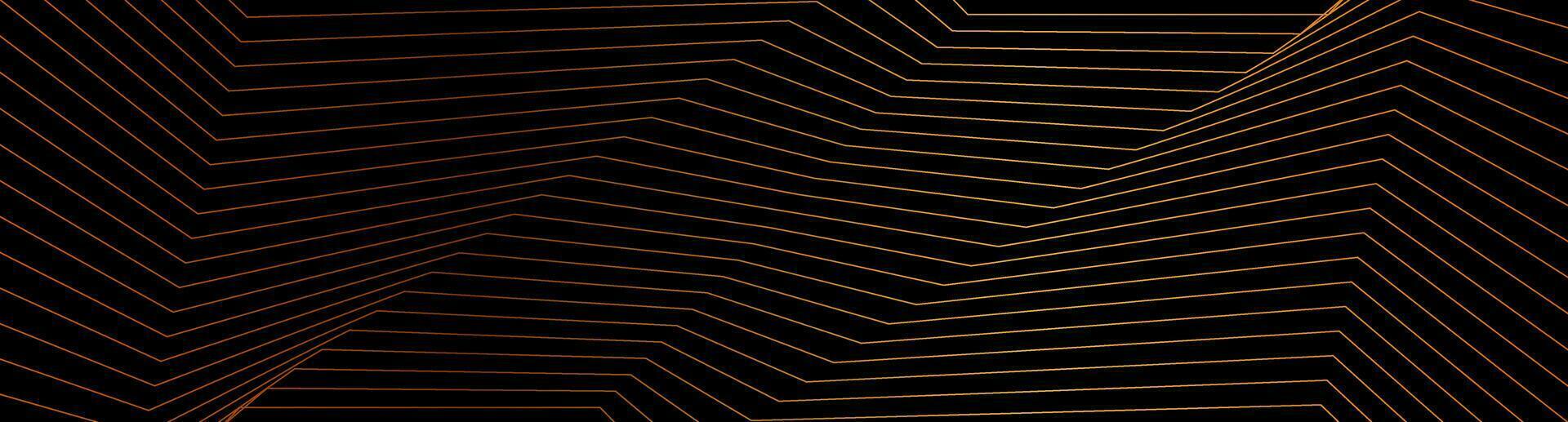 Black abstract background with golden curved lines vector
