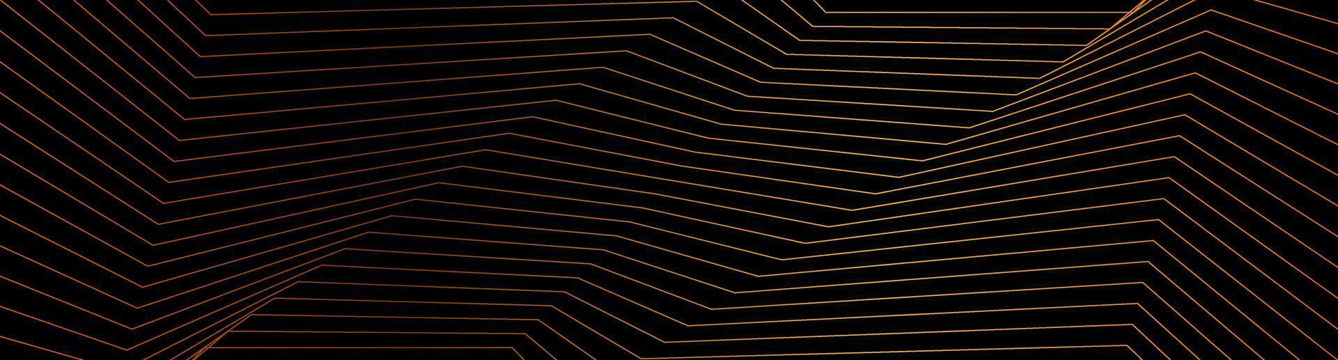 Black abstract background with golden curved lines vector