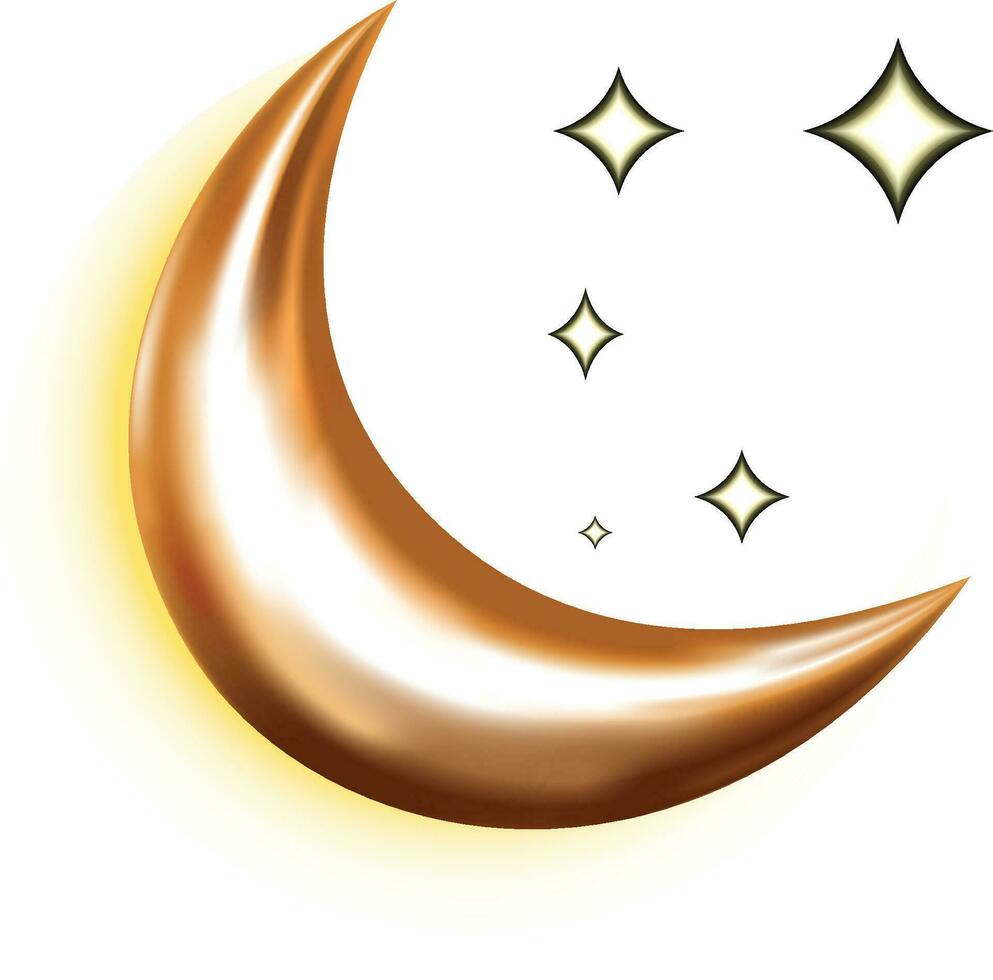 Crescent moon and star for ramadan kareem decorations design element isolated realistic half moon vector