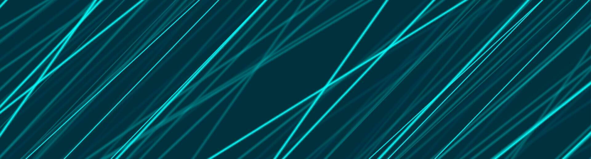 Cyan blue glowing neon lines abstract banner vector
