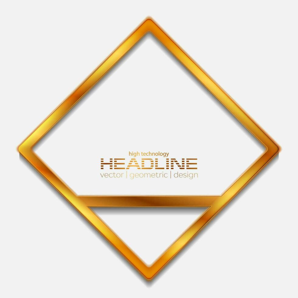 Golden abstract geometric shape logo vector