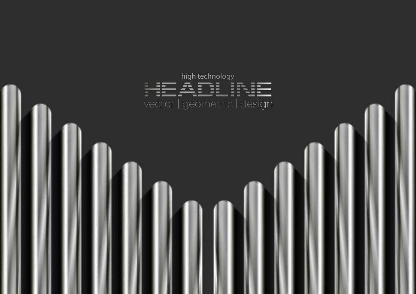 Hi-tech geometric chrome metallic stripes abstract background vector