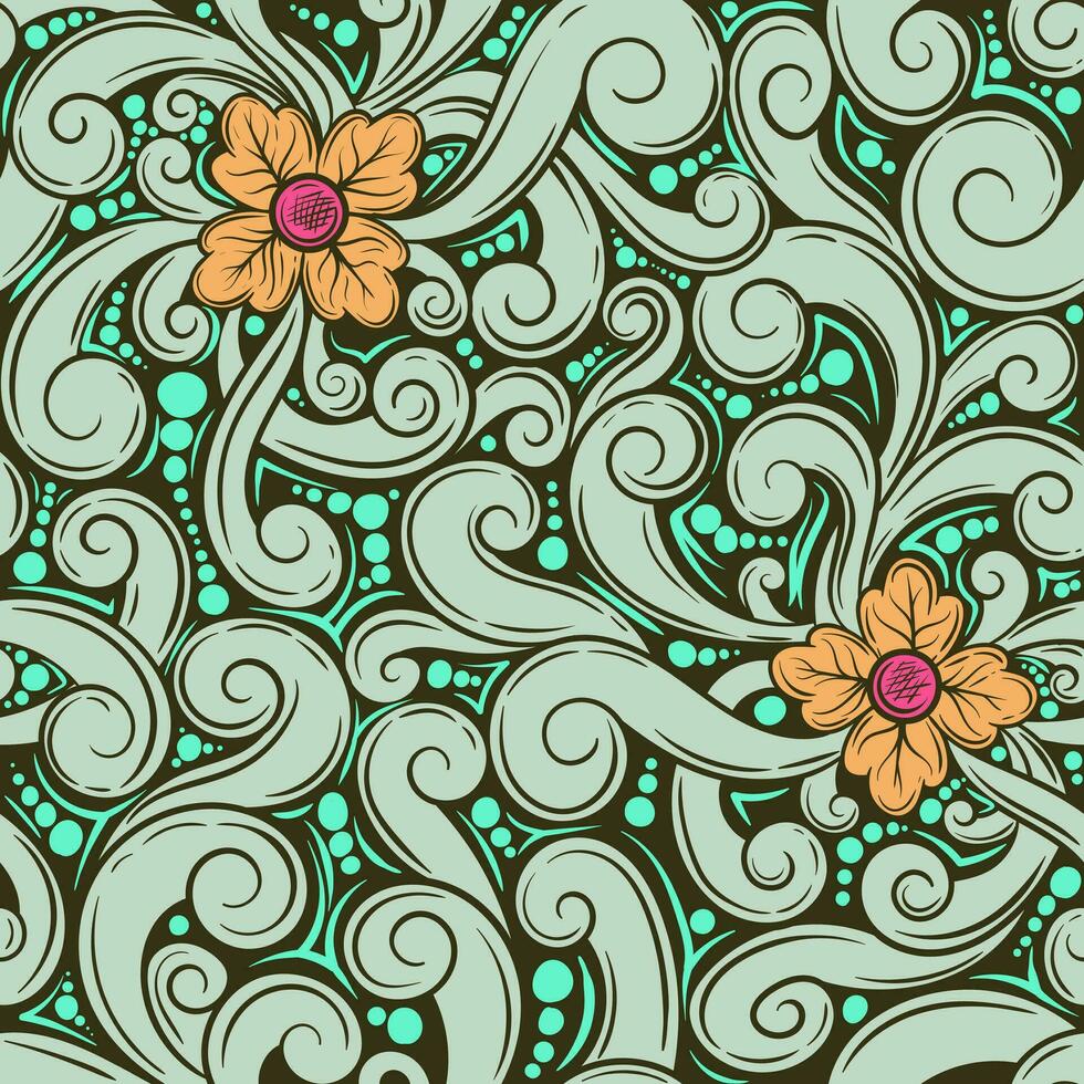 vector batik motivo de flores y raíces