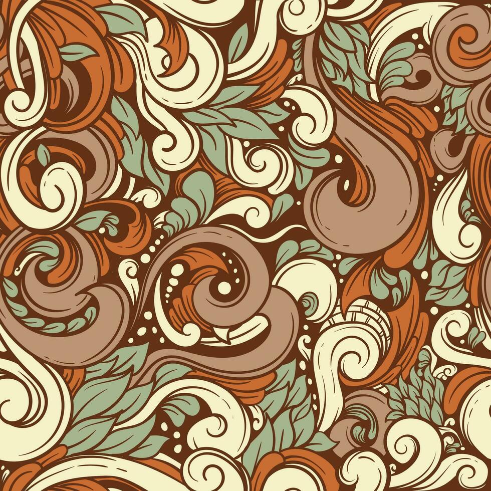 leaf root seamless batik pattern vector
