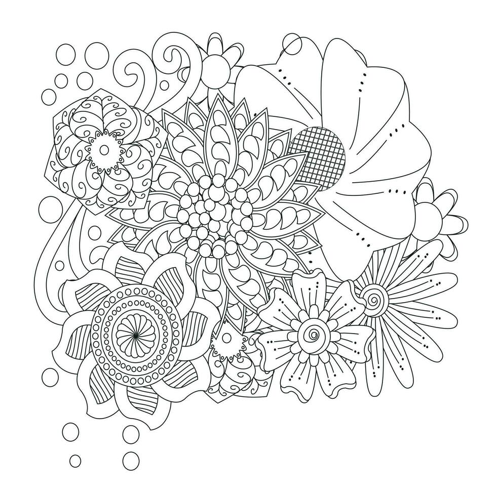 Floral mandala coloring page.flower vector illustration