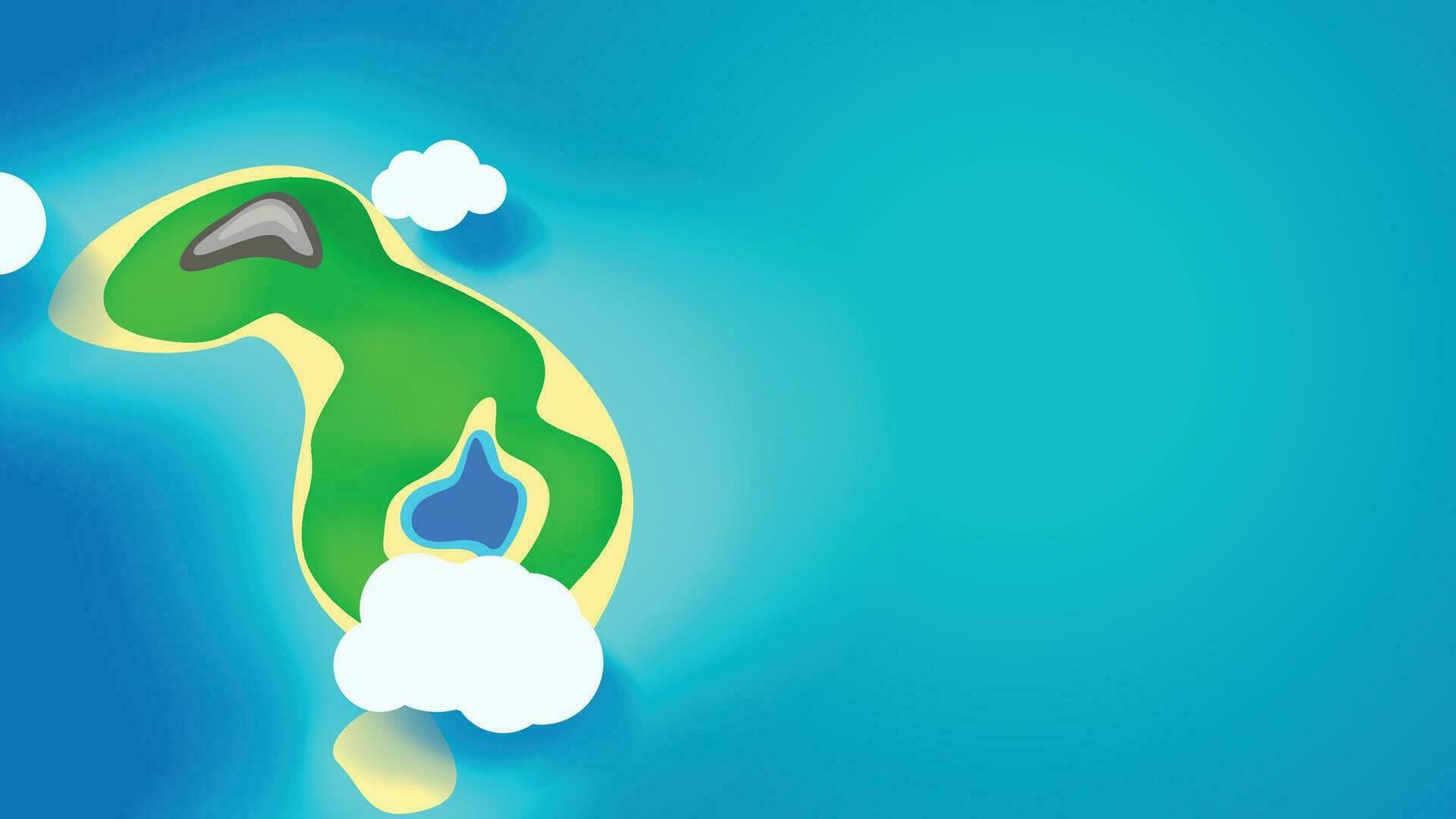 island in sea with clouds vector