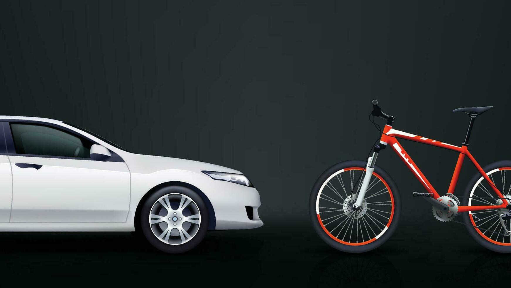 bicicleta y coche 01 vector