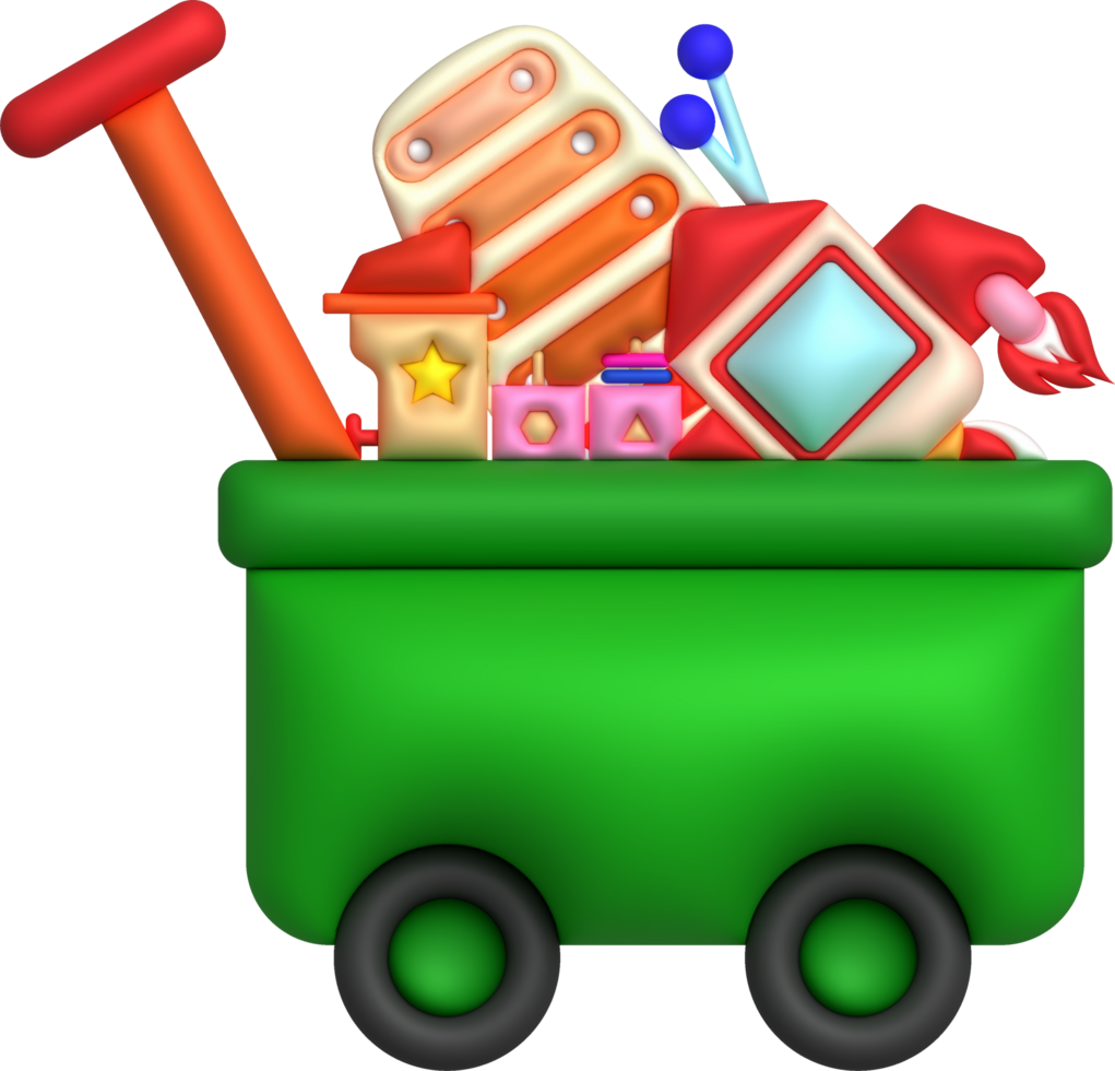 Kids toys box baby container with toyshop constructor train ,rocket toy ,piano keyboard set illustration png