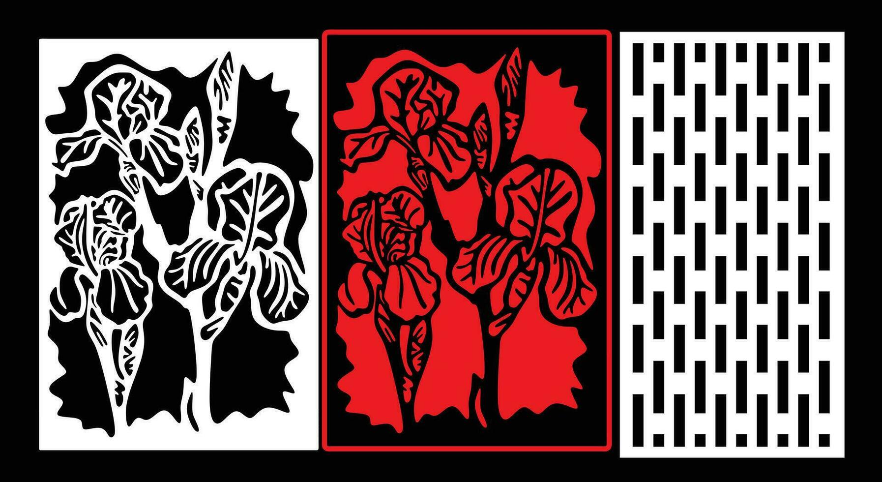 Decorative wall panels set Jali design CNC pattern,laser cutting pattern,router CNCcutting. vector