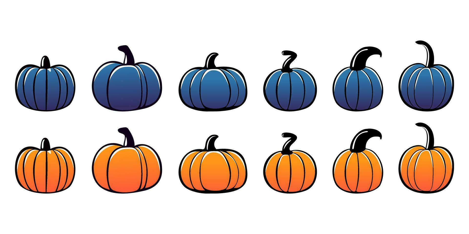 A set of pumpkins for Halloween. Vector illustration