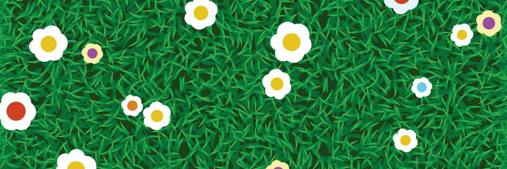 lawn grass with flowers vector