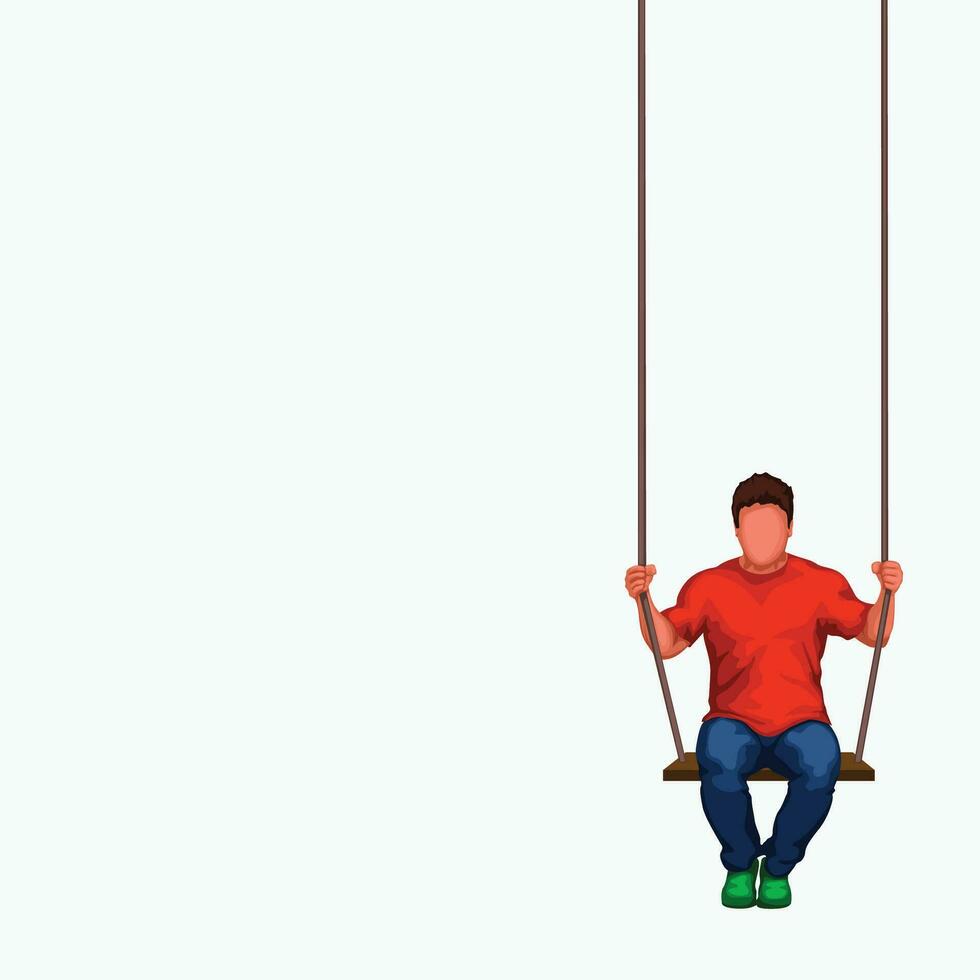 man sitting on swings vector