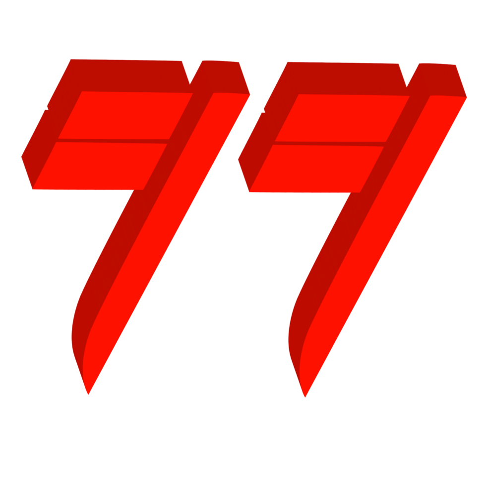 the number 77 is red png