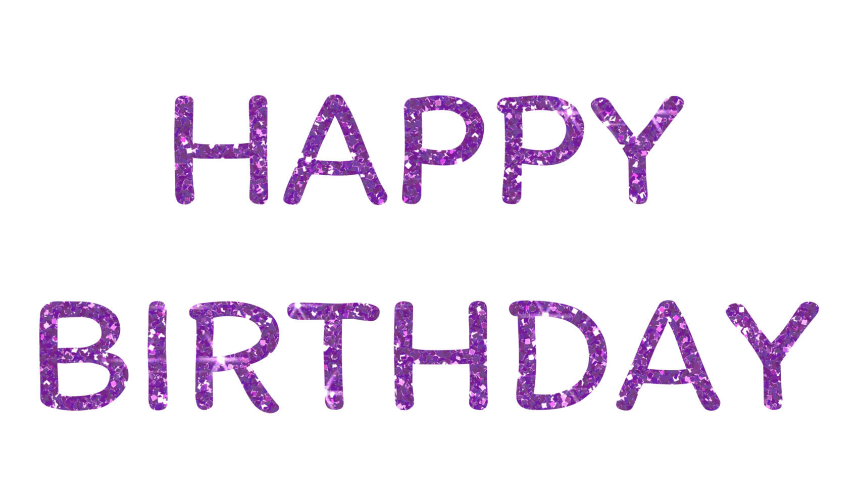 Purple glitter text of Happy Birthday on the transparent background. Design for decorating, background, wallpaper, illustration. png