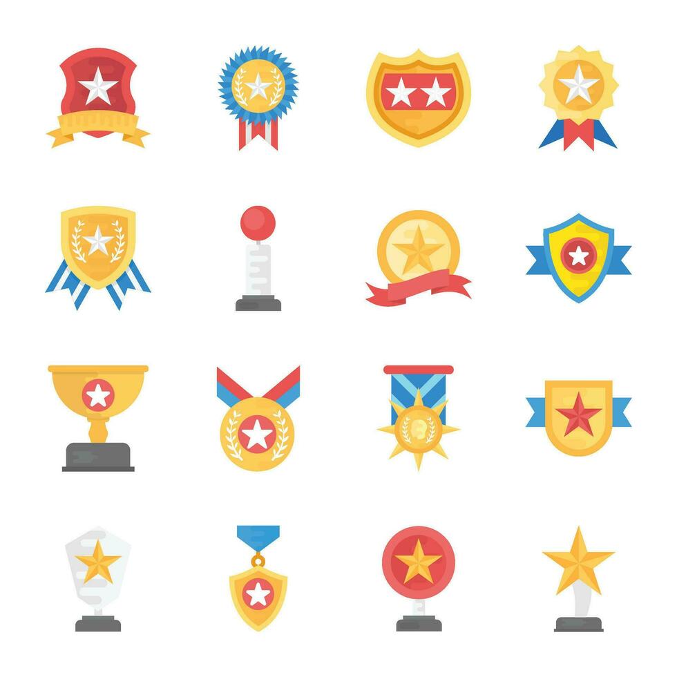 Pack of Achievement Flat Icons vector