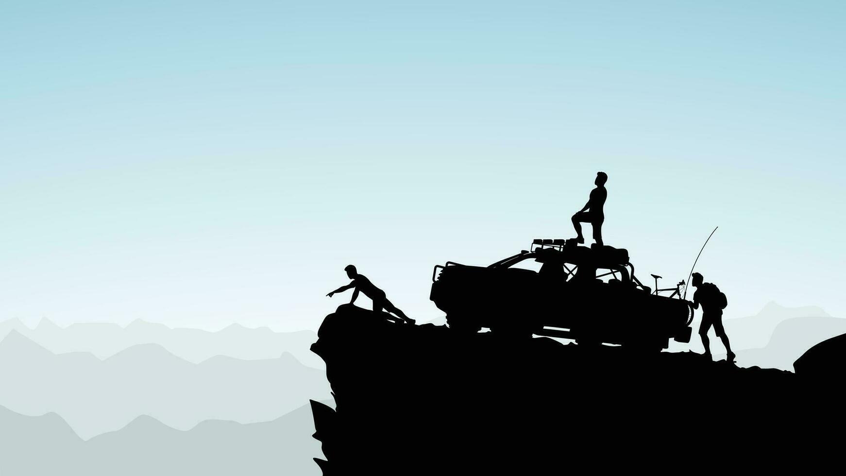 off road truck in mountains vector