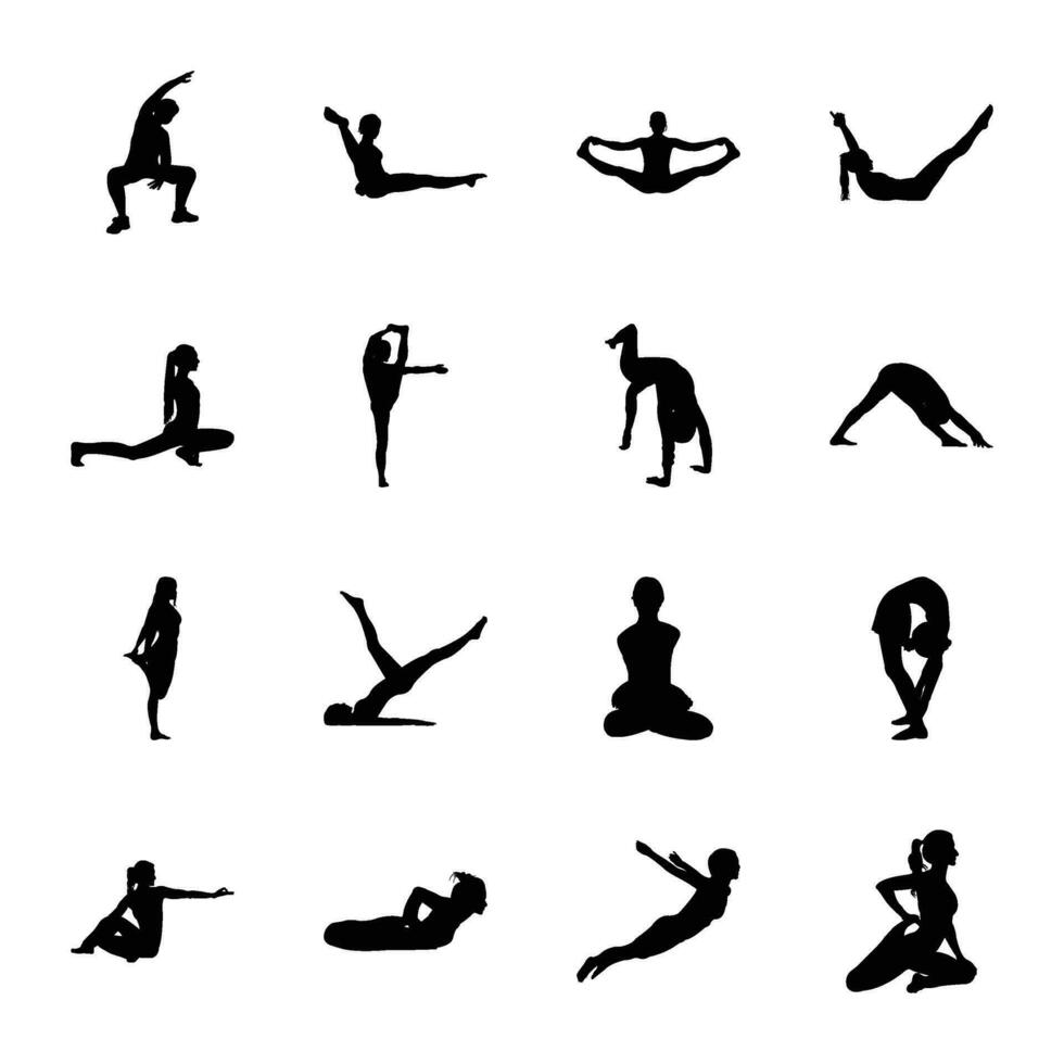 Pack of Yoga Solid Vector Pictograms