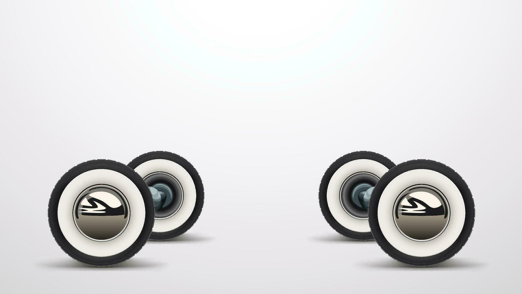 retro car wheels with shadows vector