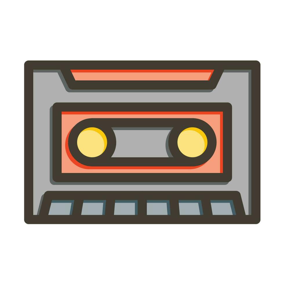 Cassette Tape Vector Thick Line Filled Colors Icon For Personal And Commercial Use.