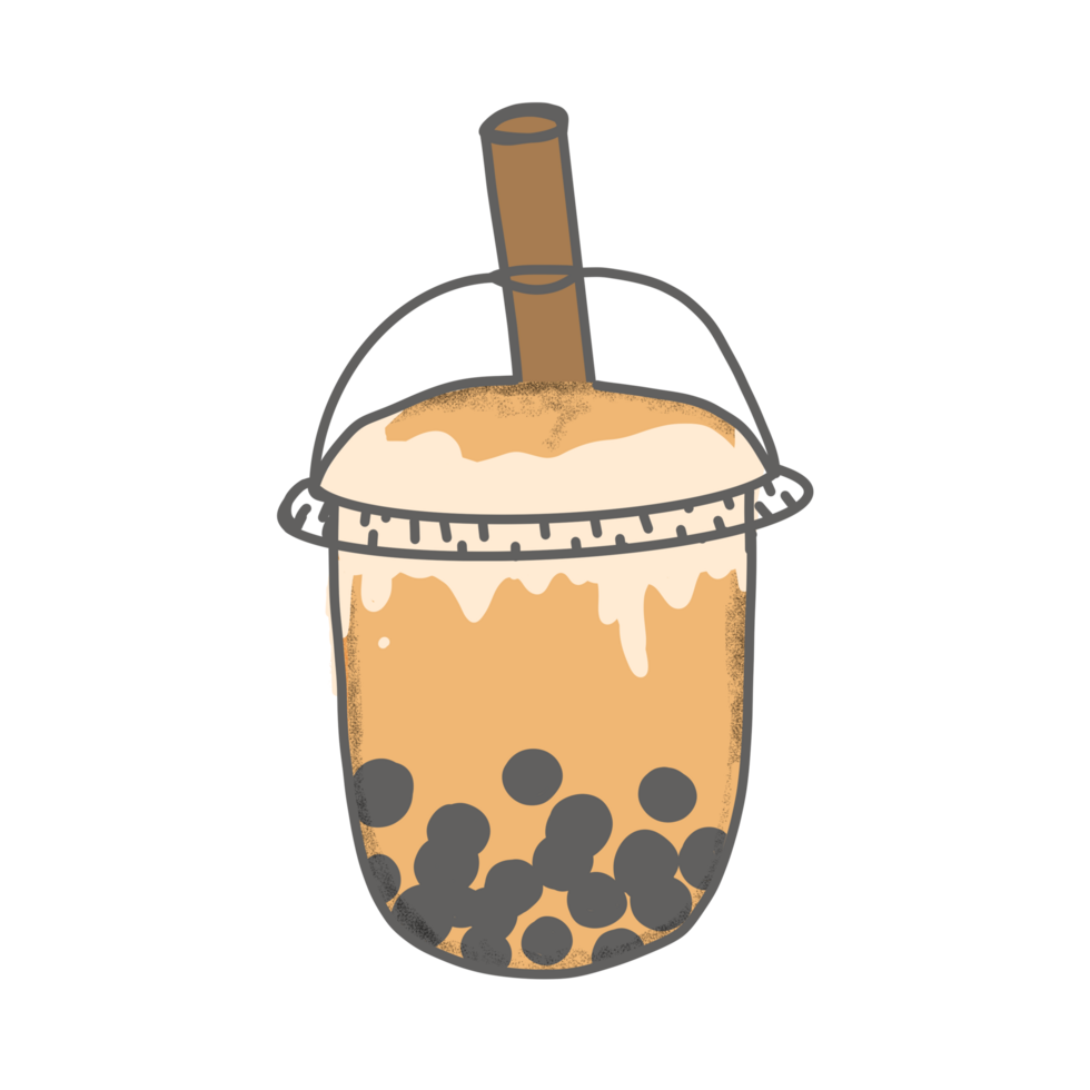 Bubble milk tea in the cup. png