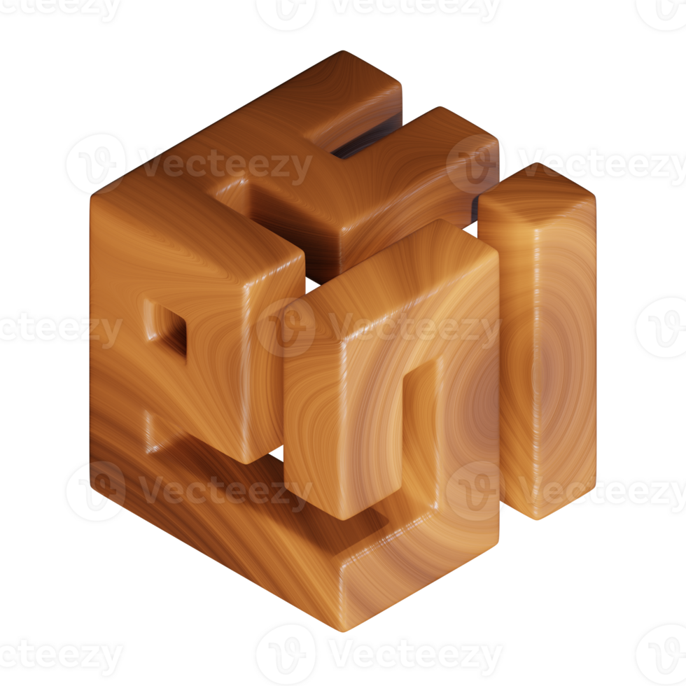 Ahmed Arabic name in isometric 3d kufi Arabic calligraphy with wood texture 3d render png