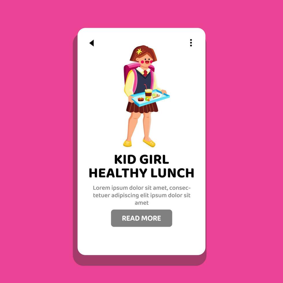 food kid girl healthy lunch vector