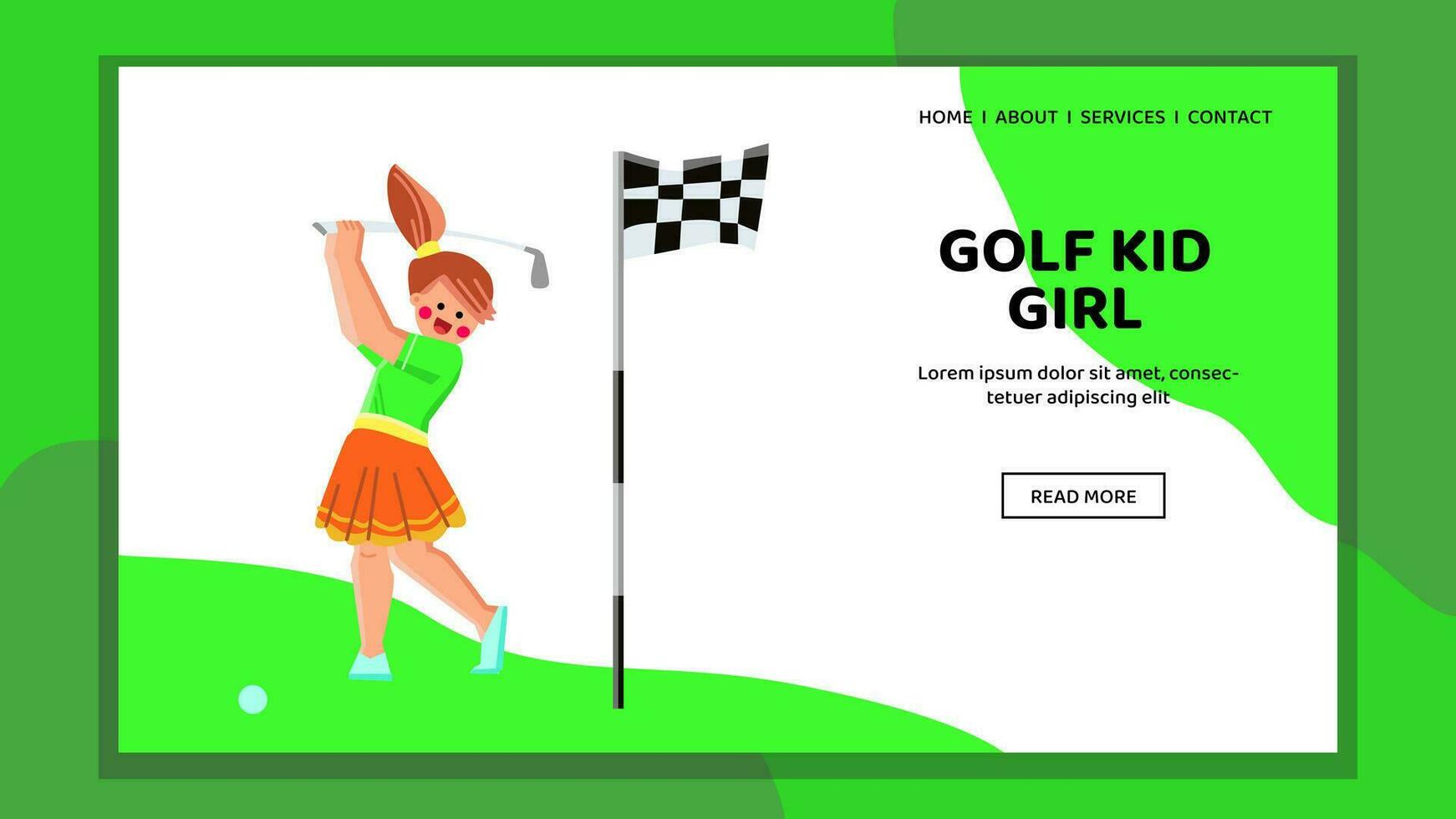 water golf kid girl vector