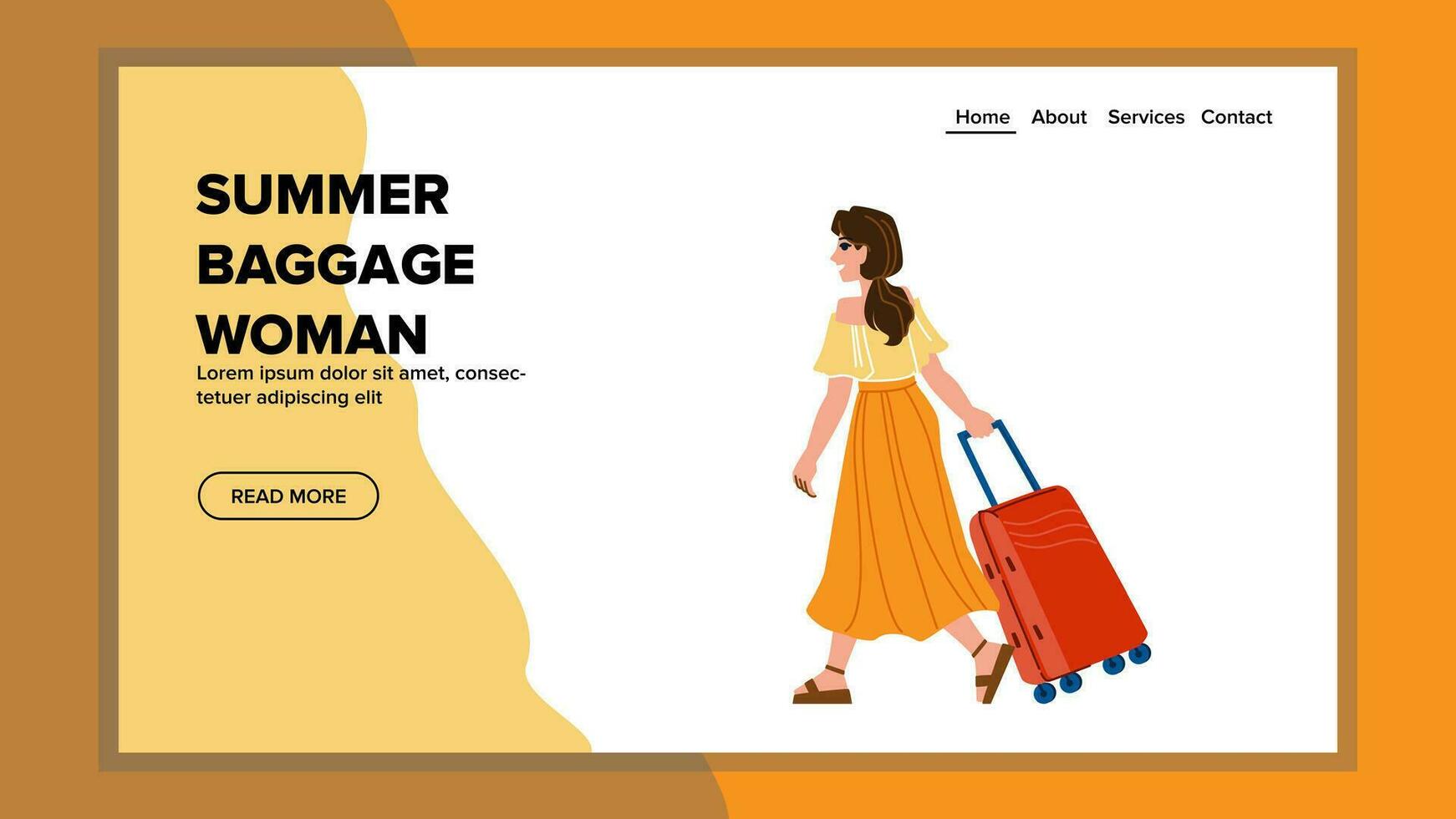 vacation summer baggage woman vector