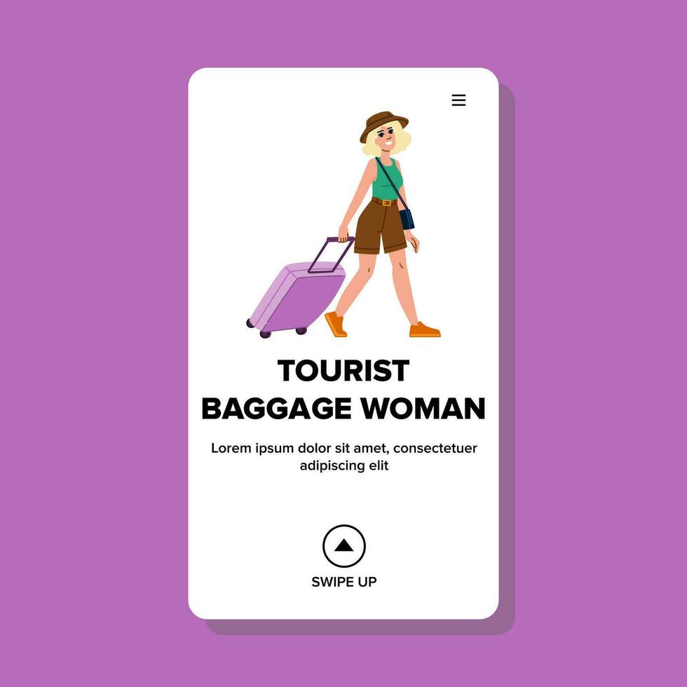 vacation tourist baggage woman vector